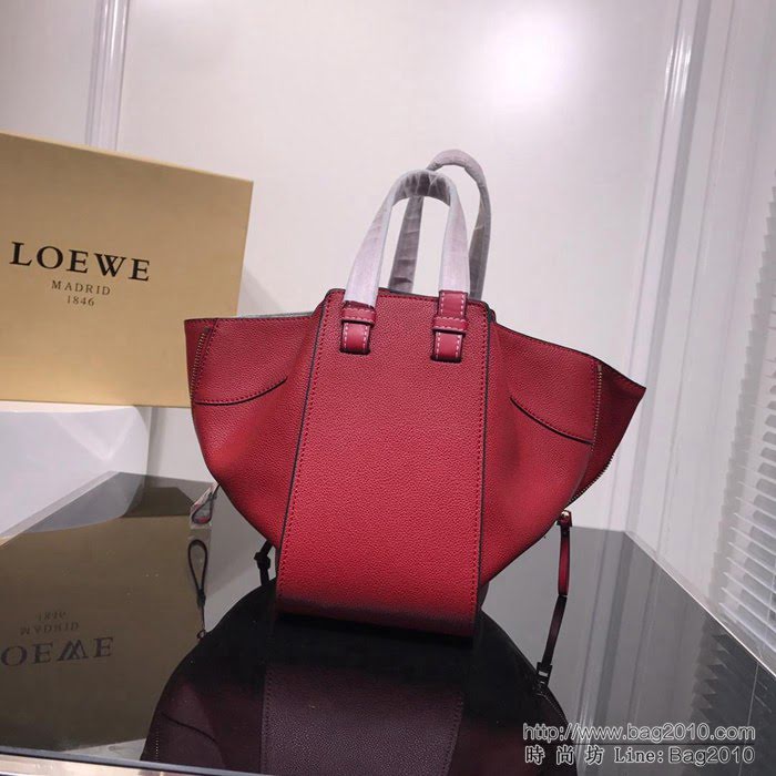 LOEWE羅意威 最新爆款 羅家Hammock系列 荔枝皮拼色 百搭款 小牛皮手提肩背包 0164  jdl1106